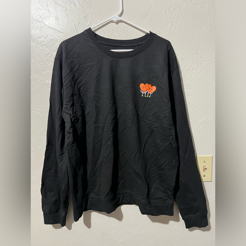 Black Crewneck Sweatshirt with Orange Graphic